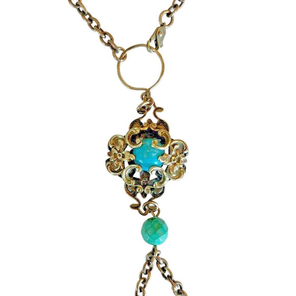 Slave Bracelet Copper/brass Chain very intricate metal design Two Stones   A1156 - Picture 3 of 11